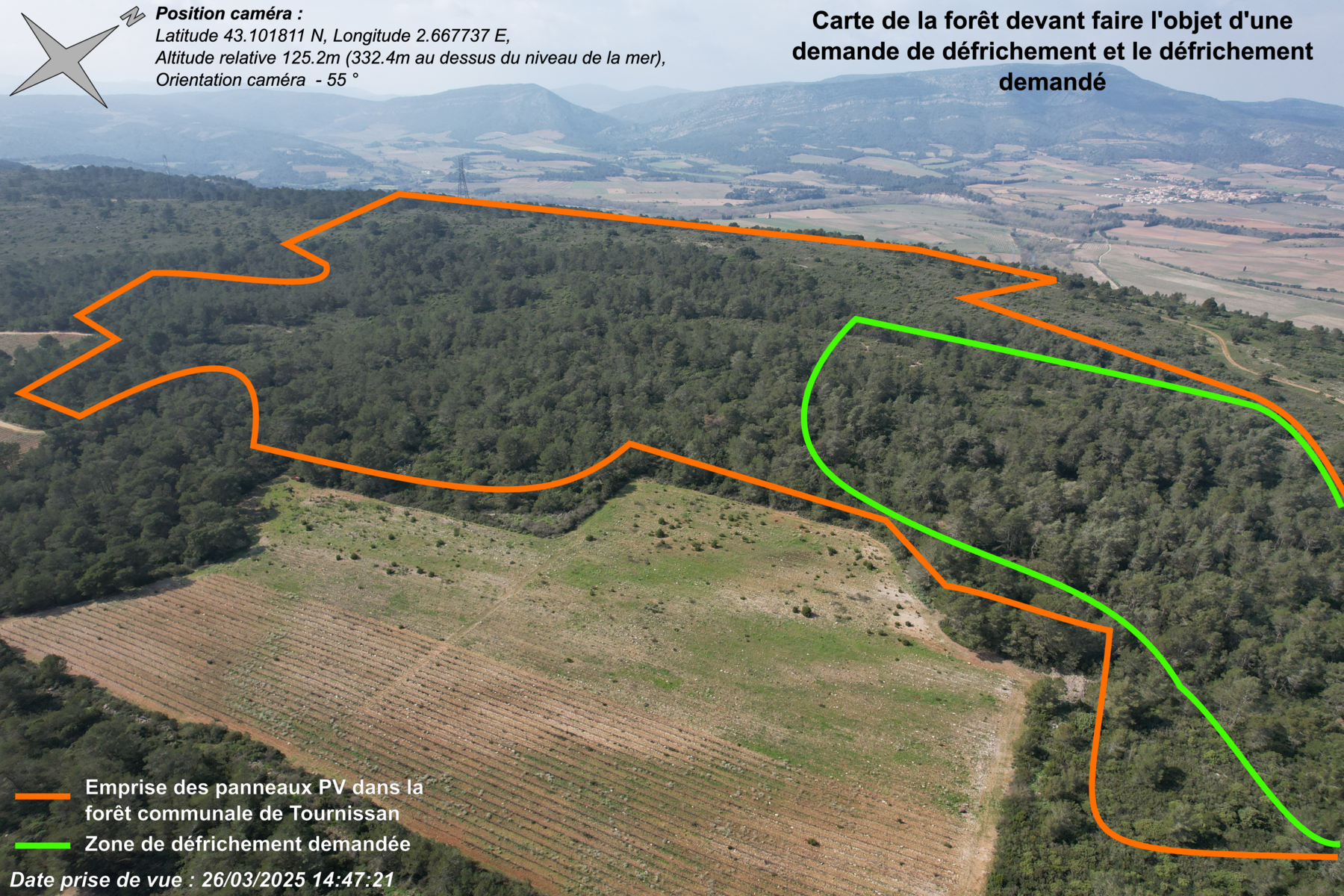 Photo Drone Secteur Défrichement Vue du Sud